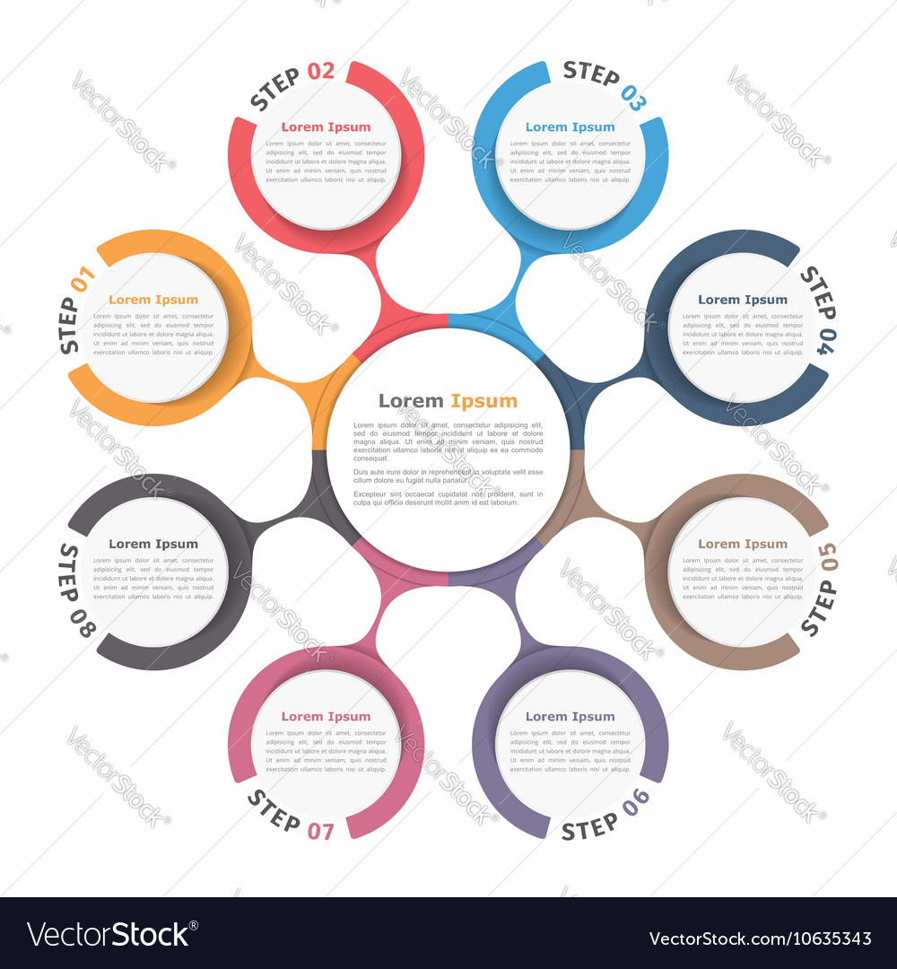 Circle diagram eight elements Royalty Free Vector Image