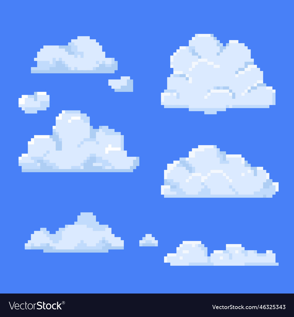 Flat design pixel art cloud Royalty Free Vector Image