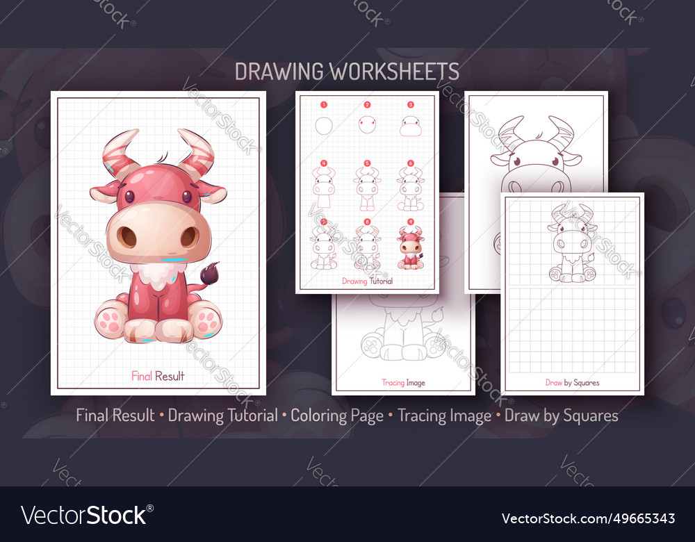 How to draw a bull step by drawing tutorial