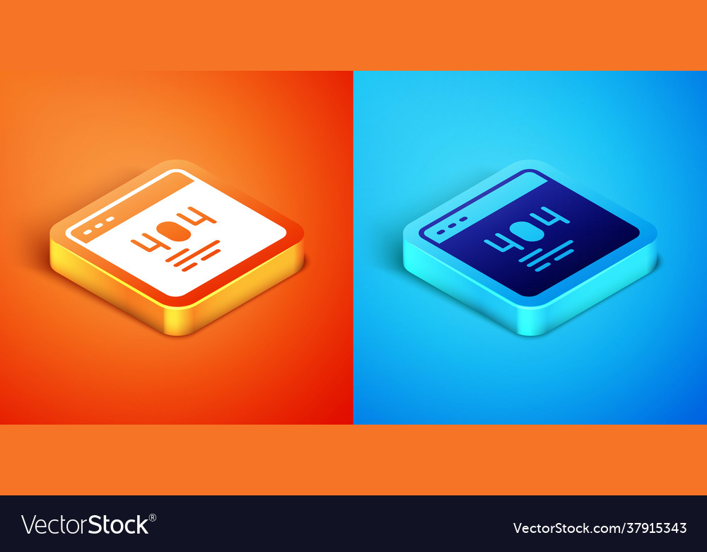 Isometric page with a 404 error icon isolated vector image Isometric page with a 404 error icon isolated