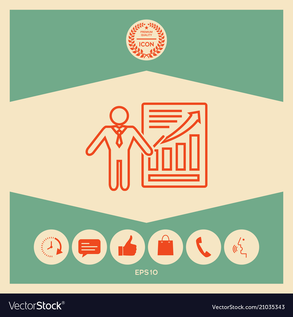 Presentation sign icon man standing with pointer