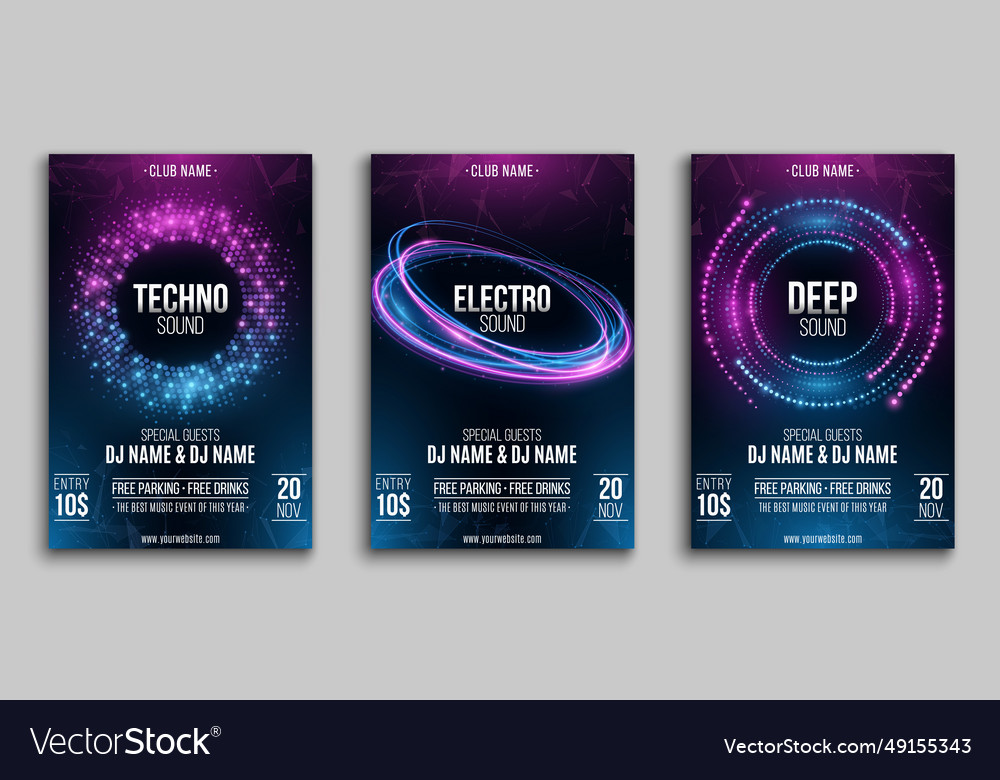 Set of flyers for your club party abstract design