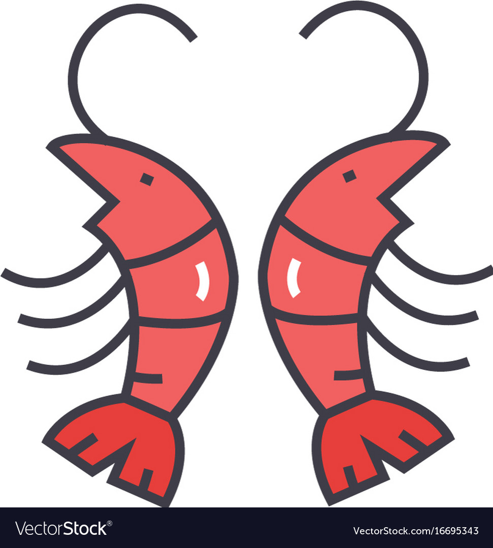 Shrimp prawn concept line icon editable