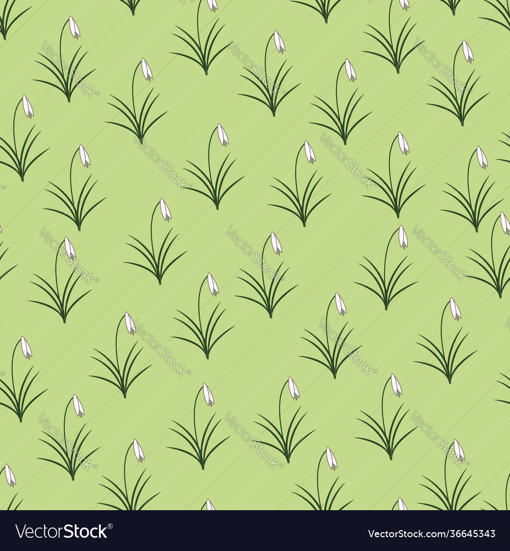 Snowdrop seamless repeat pattern print vector image Snowdrop seamless repeat pattern print