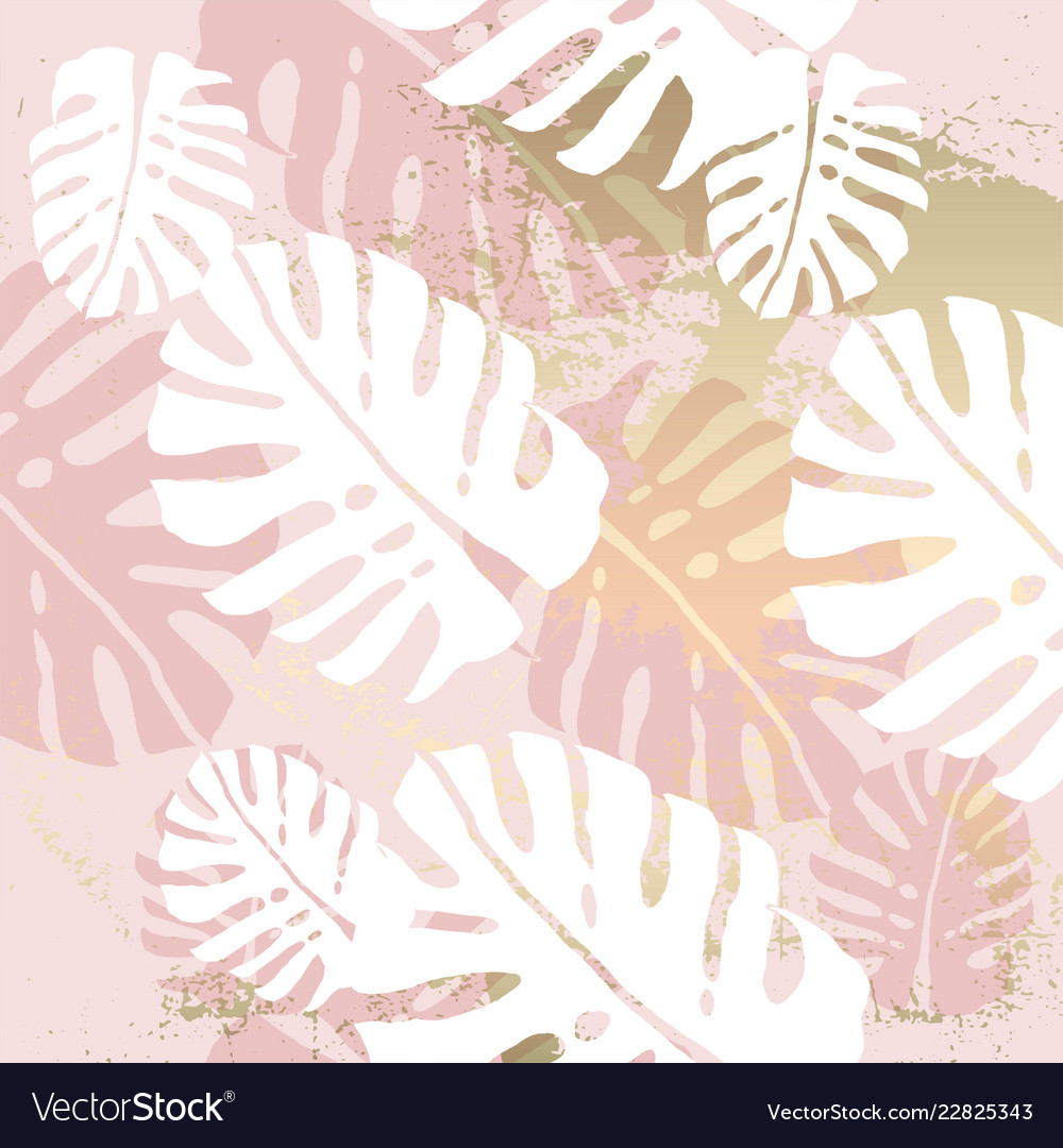 Tropical Worn Floral Pastel Pink Blush Gold Vector Image