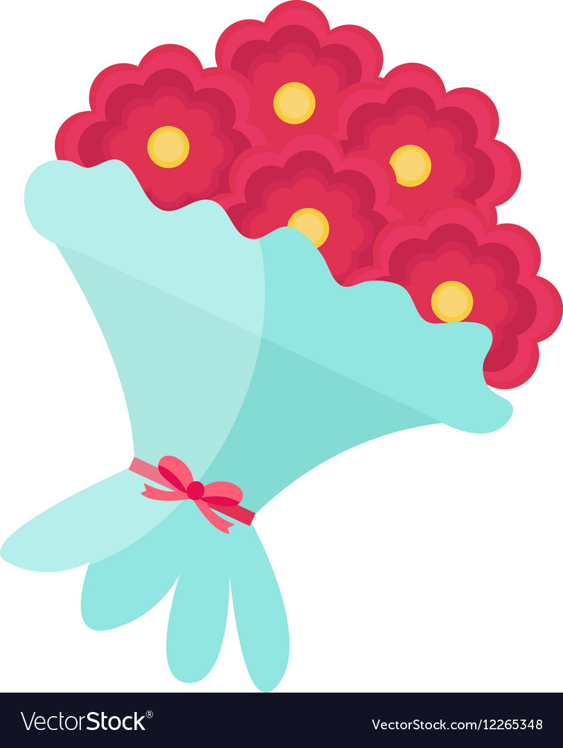 Bouquet of flowers icon flat design isolated