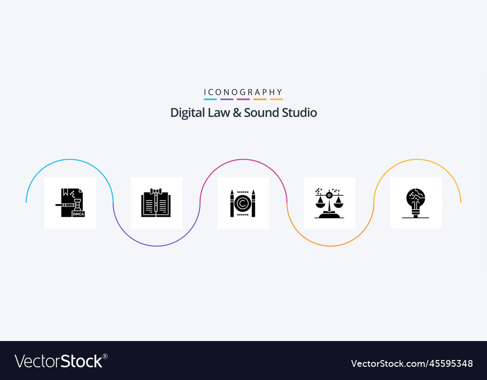 Digitales Recht und Sound Studio Glyph 5 Icon Pack