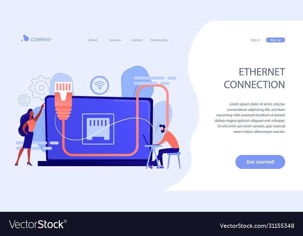 Ethernet connection concept landing page vector image Ethernet connection concept landing page