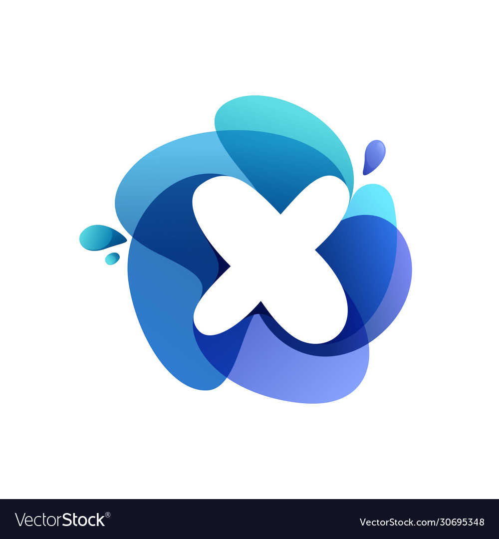 Letter x pure water logo swirling overlapping vector image Letter x pure water logo swirling overlapping