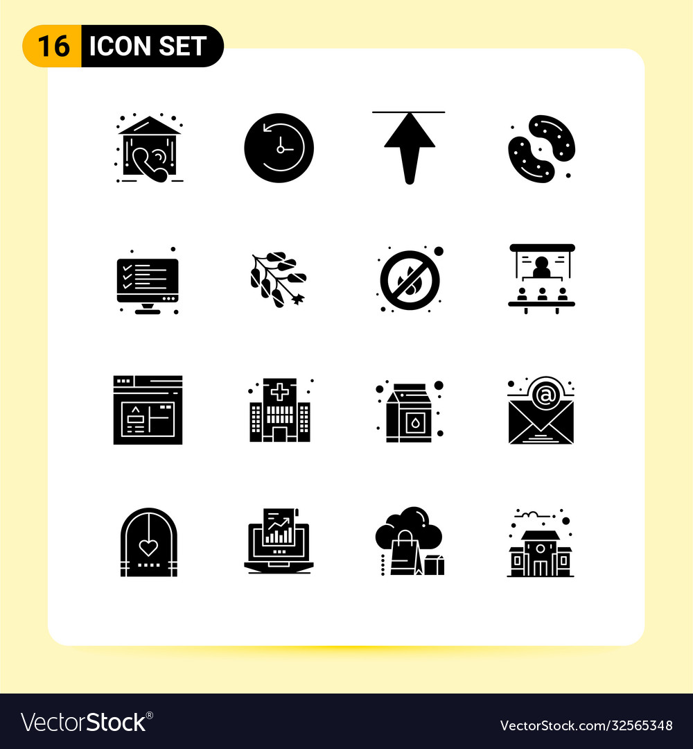 Pictograph set 16 simple solid glyphs data