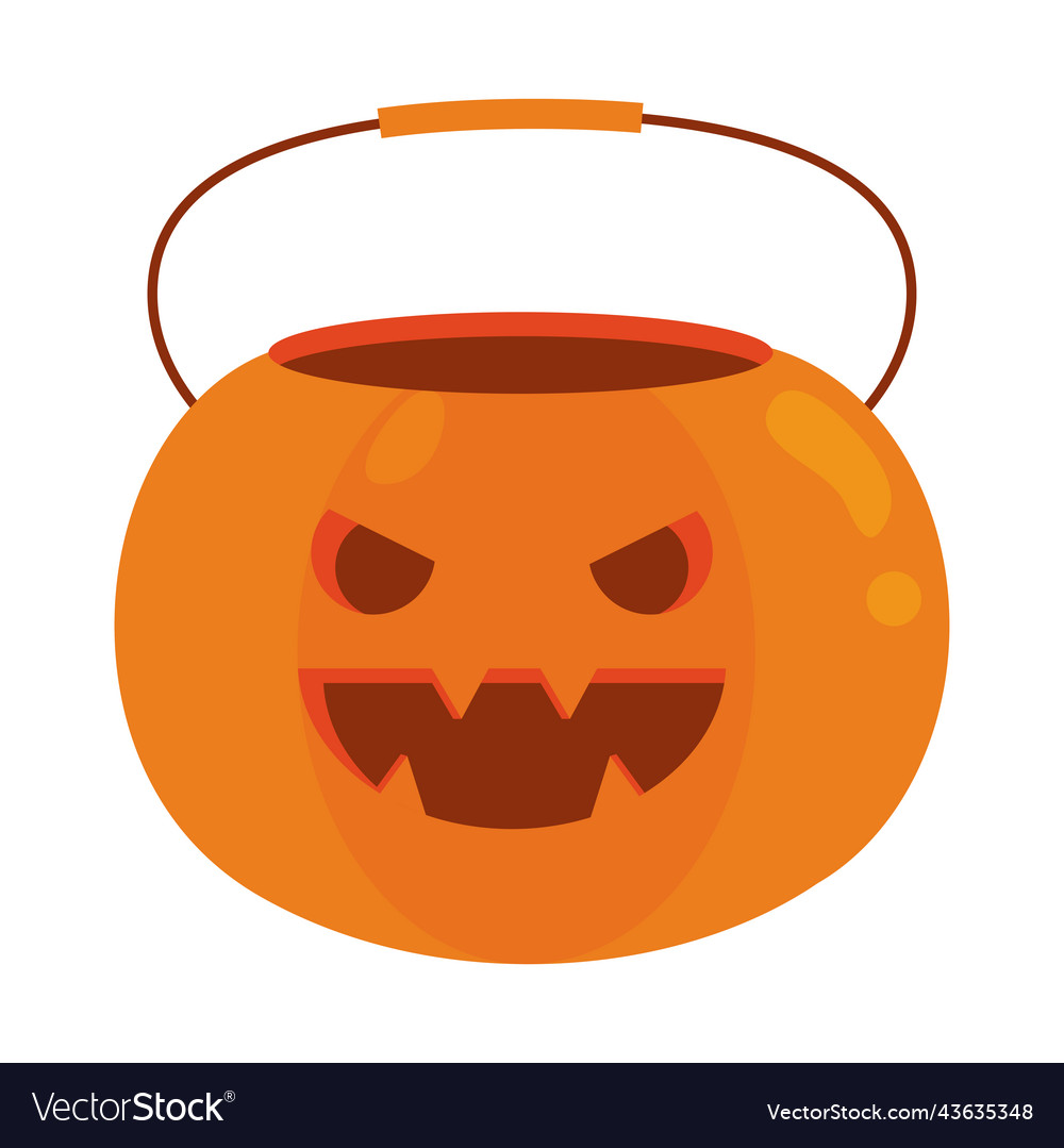 Pumpkin bucket halloween Royalty Free Vector Image