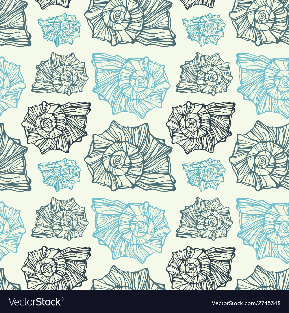 Seamless pattern with decorative seashells