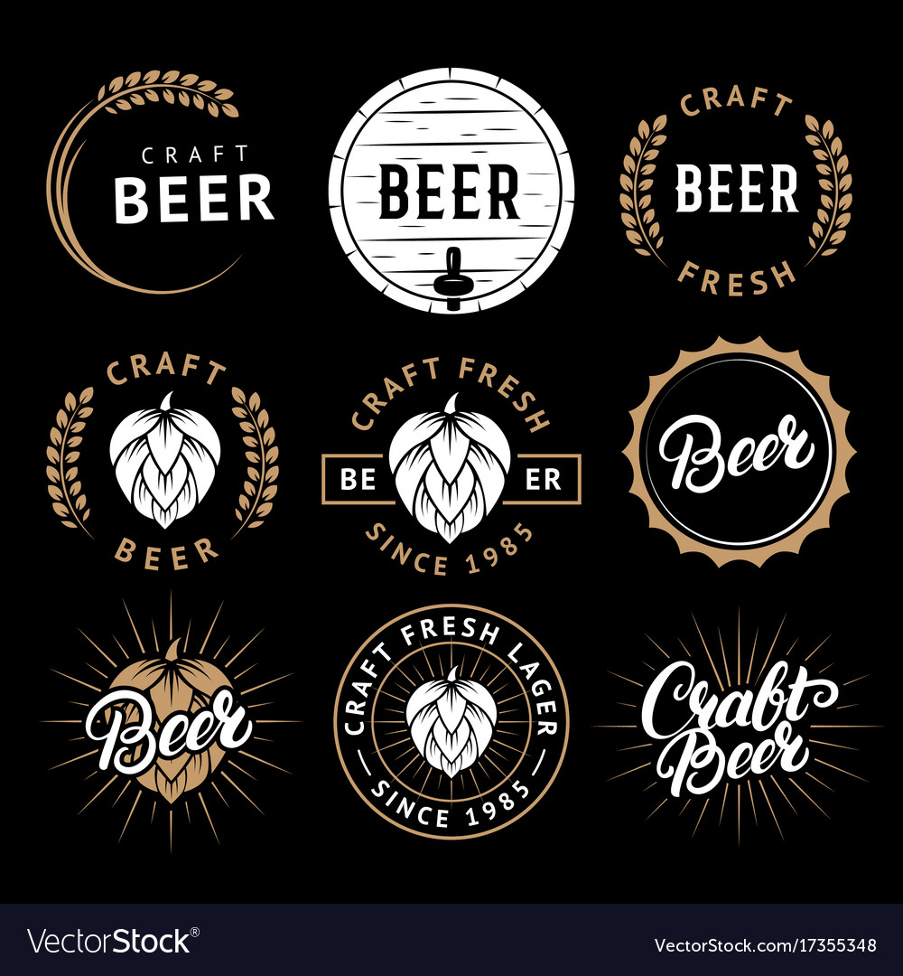 Set of beer labels in retro style vintage Vector Image