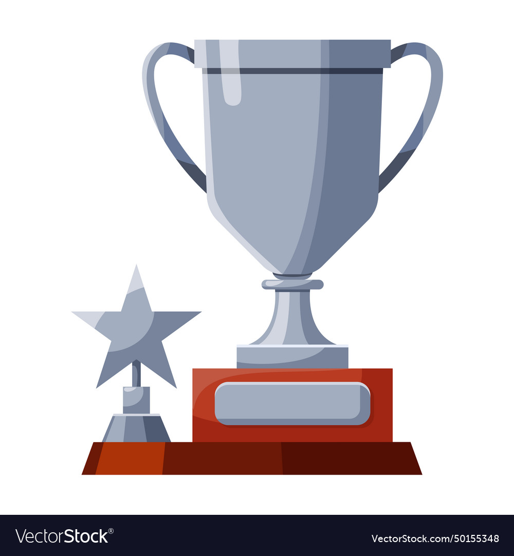 Silver cup with star Royalty Free Vector Image