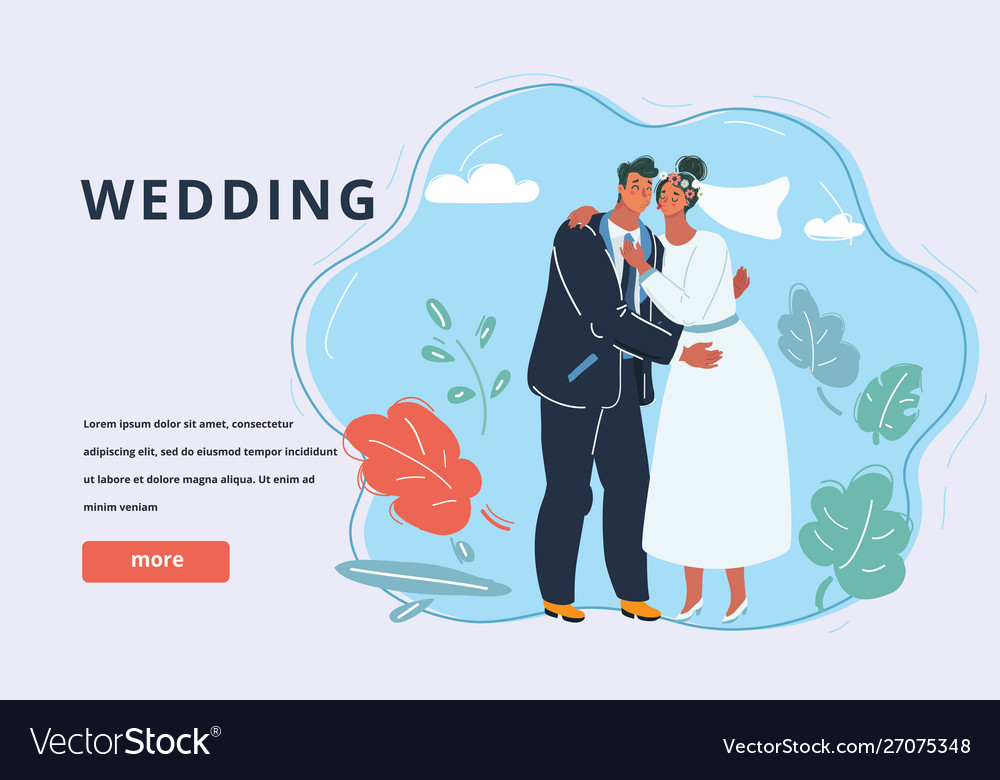 Wedding Couple Kiss Newlywed Royalty Free Vector Image 9161