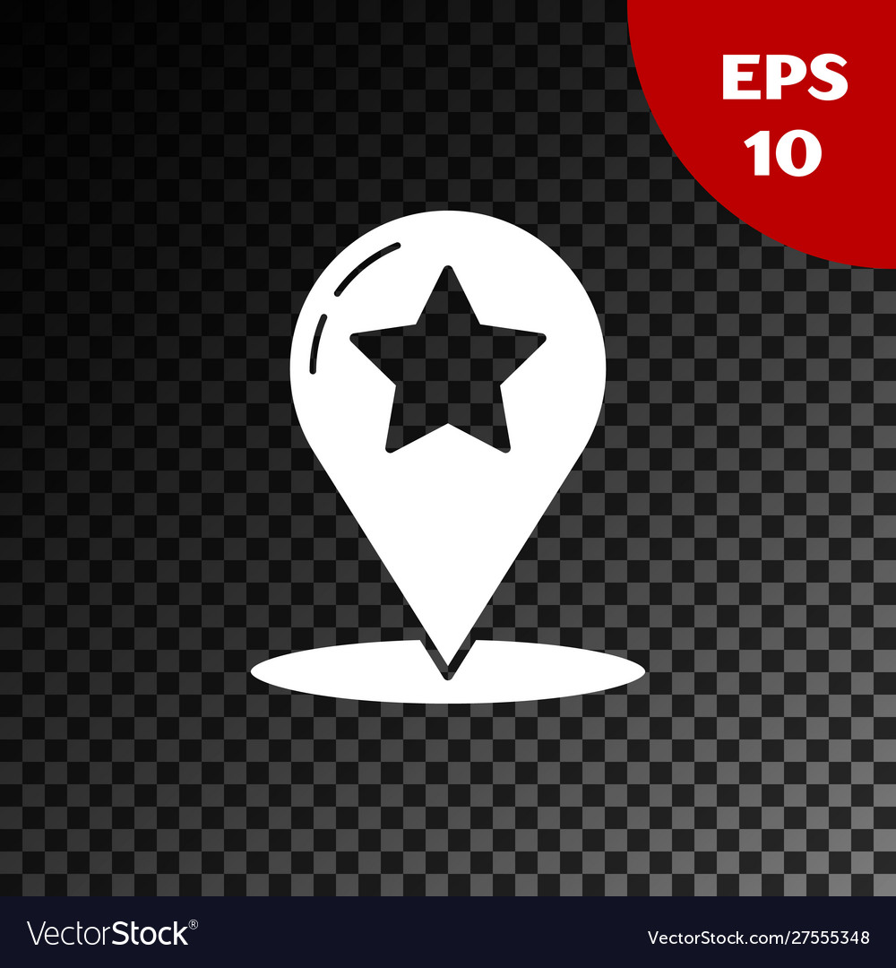 White map pointer with star icon isolated vector image White map pointer with star icon isolated