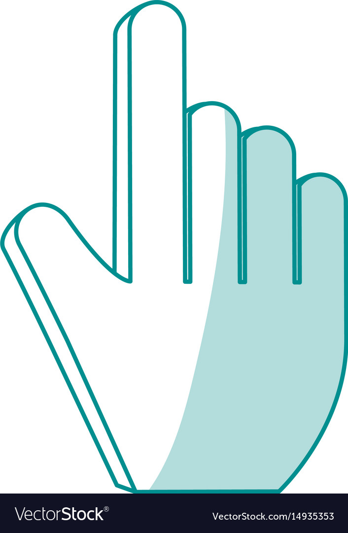 Blue shading silhouette of hand cursor pointer