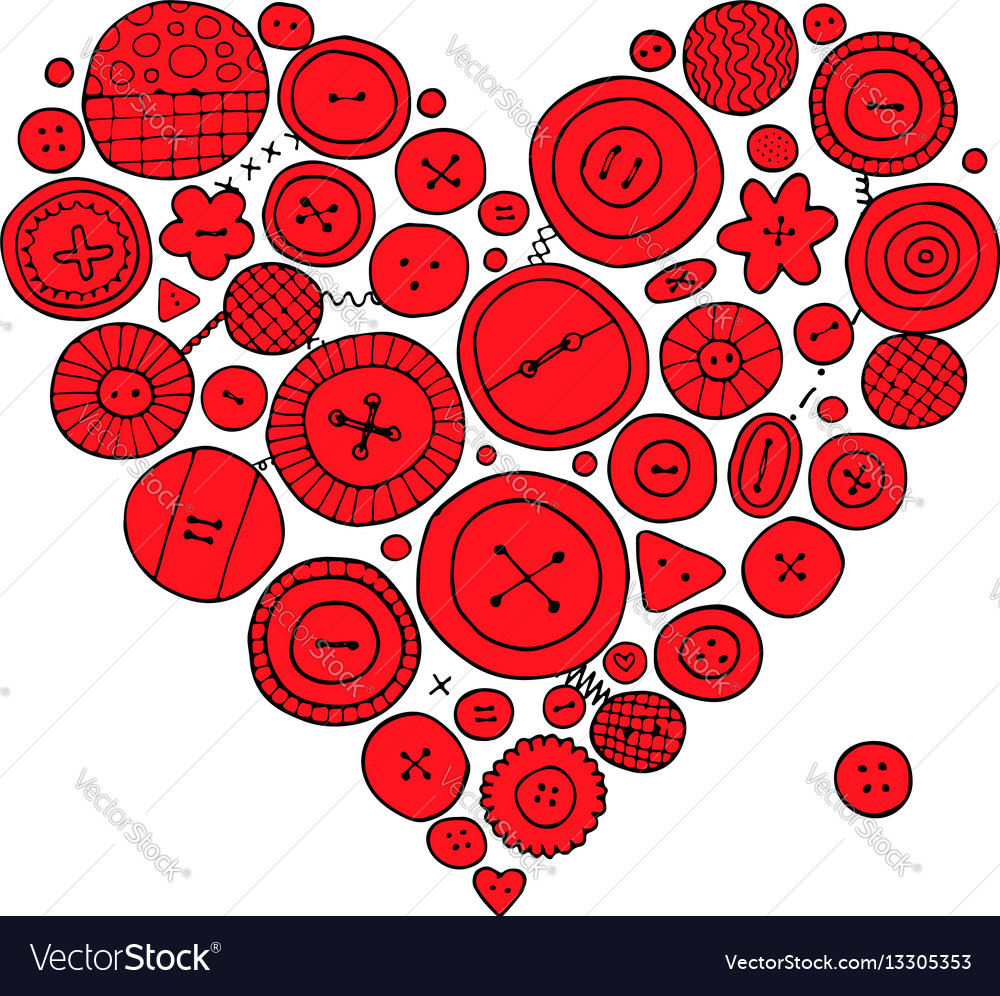Buttons collection heart shape sketch for your