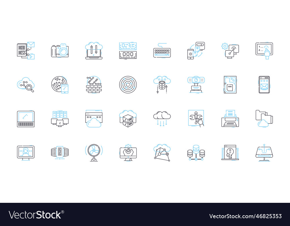 Computer software linear icons set programming