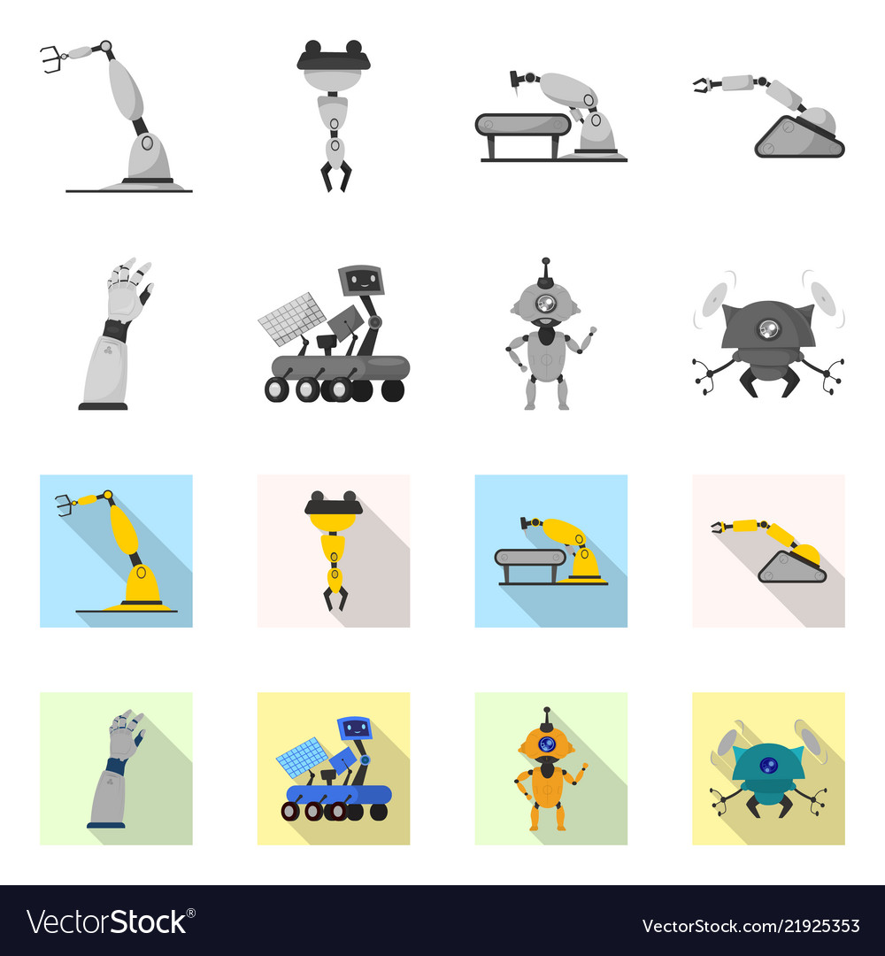 Design of robot and factory symbol set vector image Design of robot and factory symbol set