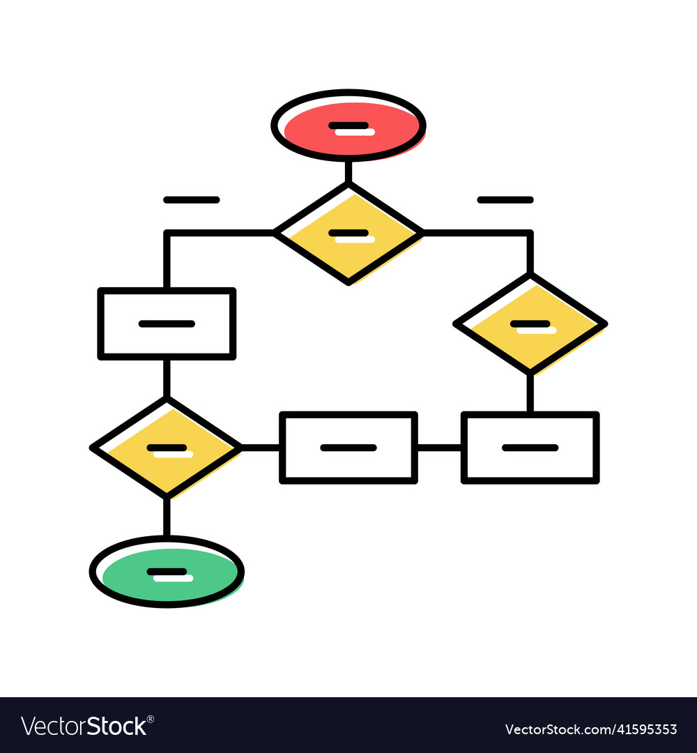 Flow chart color icon vector image Flow chart color icon