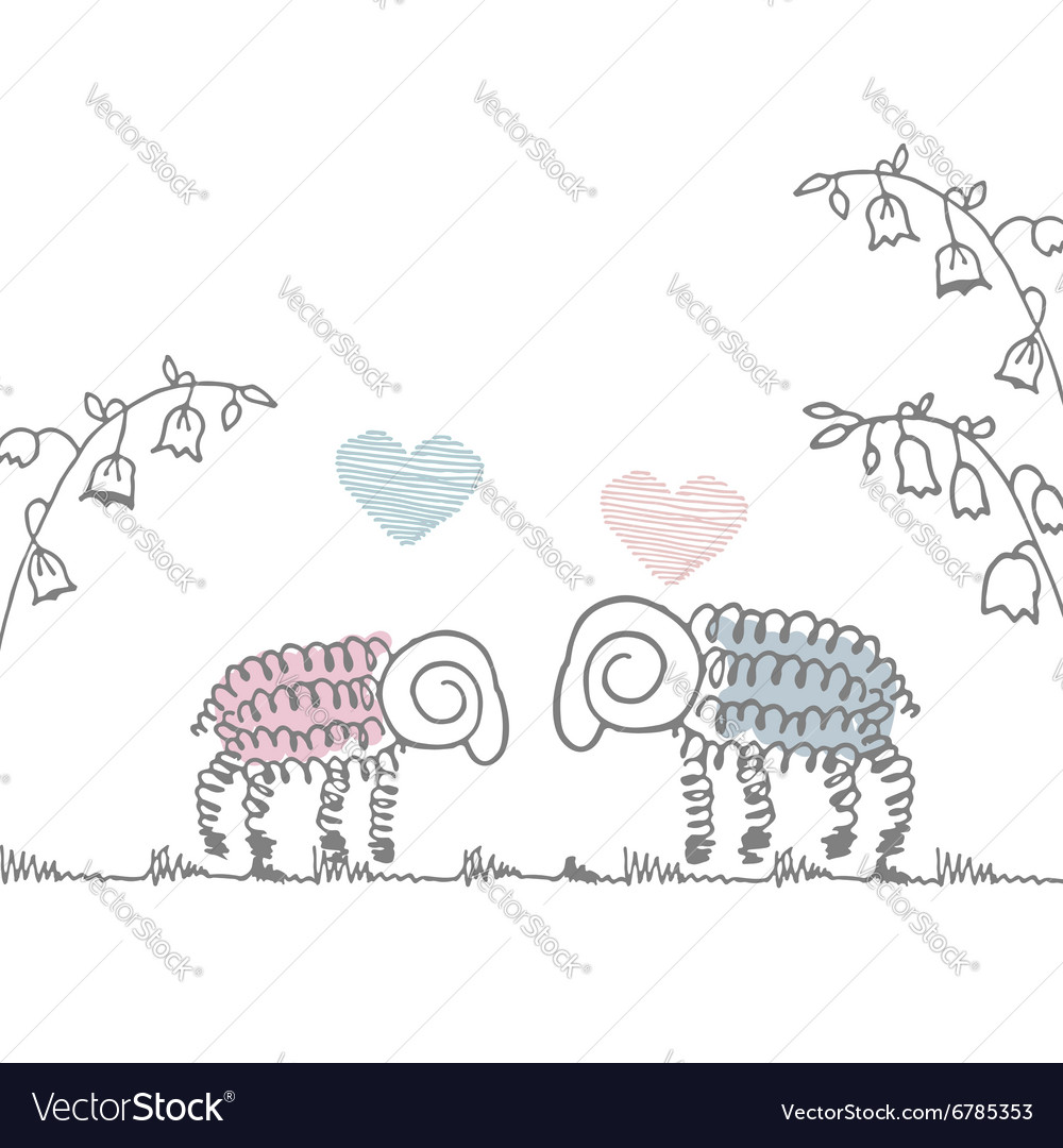 Love postcard cute sheep doodle