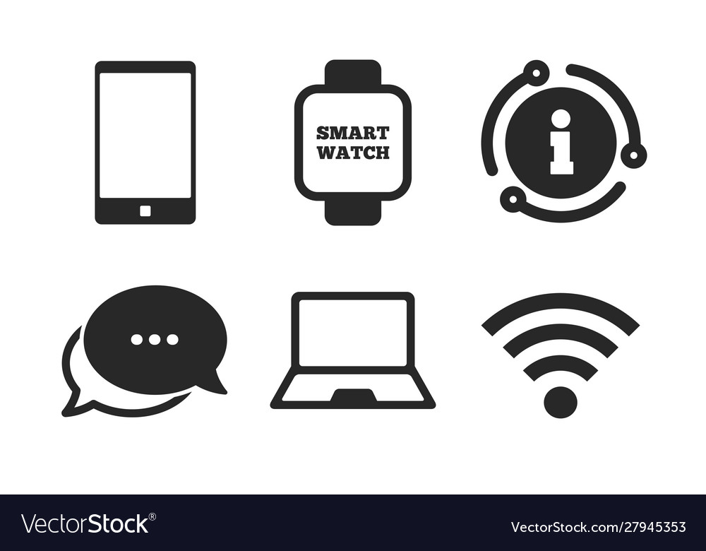 Notebook and smartphone icon smart watch symbol vector image Notebook and smartphone icon smart watch symbol