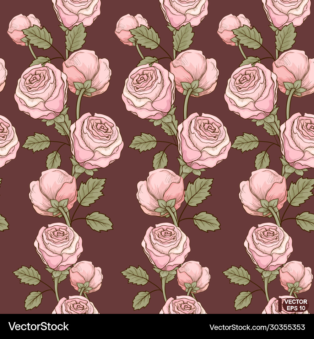 Seamless pattern with vintage roses Royalty Free Vector