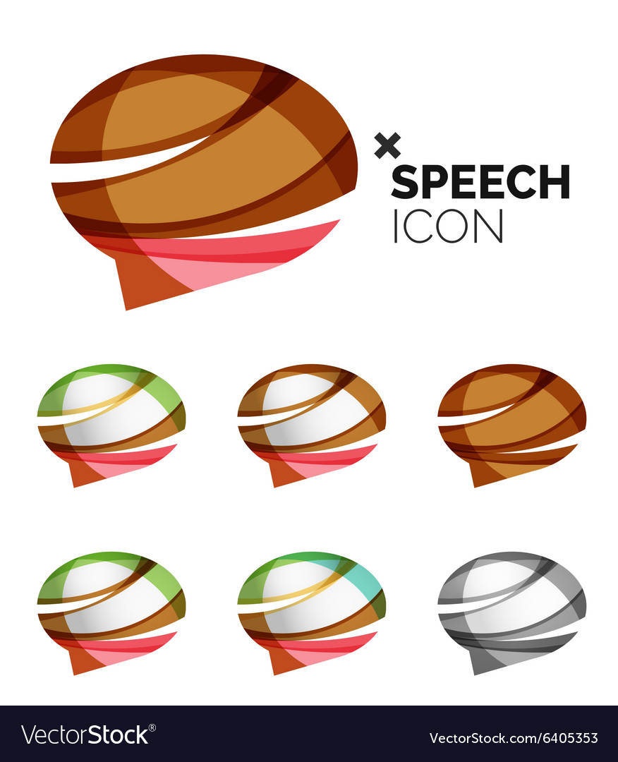 Set of abstract speech bubble and cloud icons