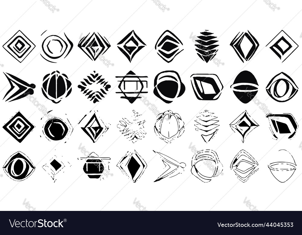 Set of design elements in grunge style irregular vector image Set of design elements in grunge style irregular
