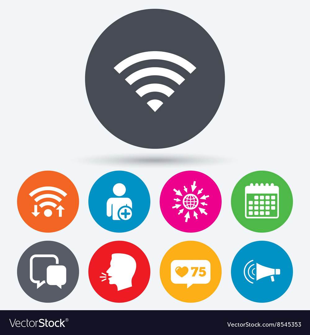 Wifi and chat bubbles add user megaphone