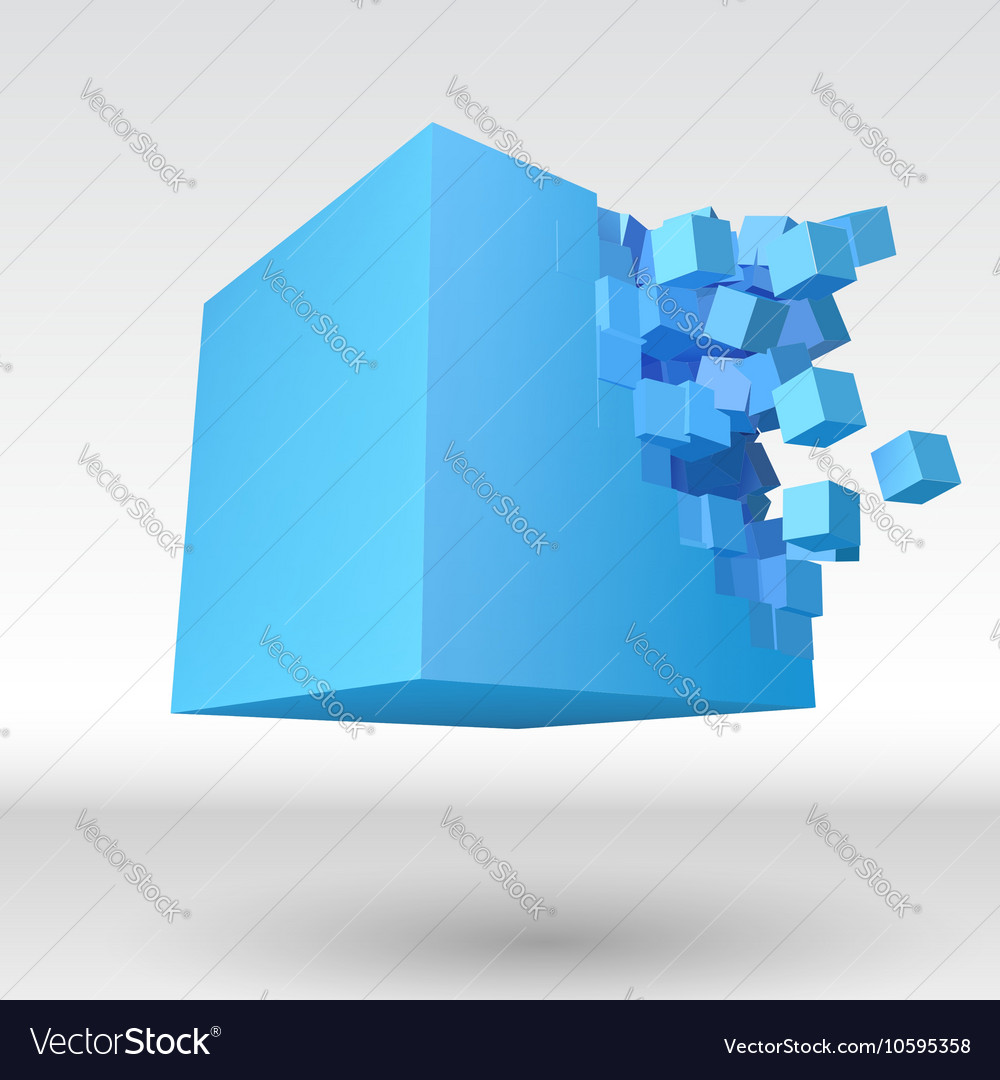 3D Cube Burst with Particle Explosion