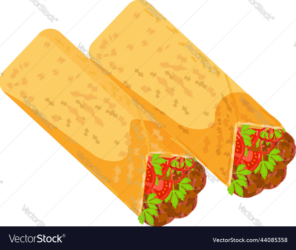 Burrito food icon cartoon sauce dinner Royalty Free Vector