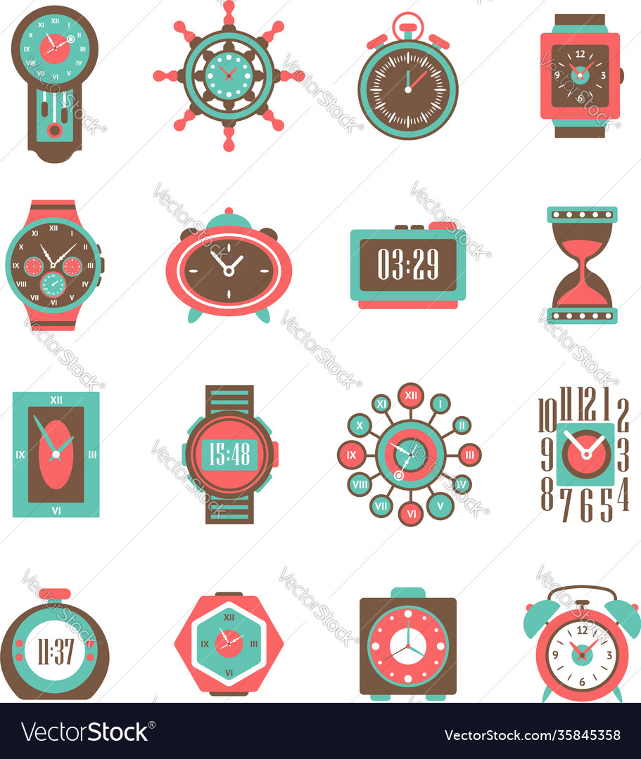 Clock icon set