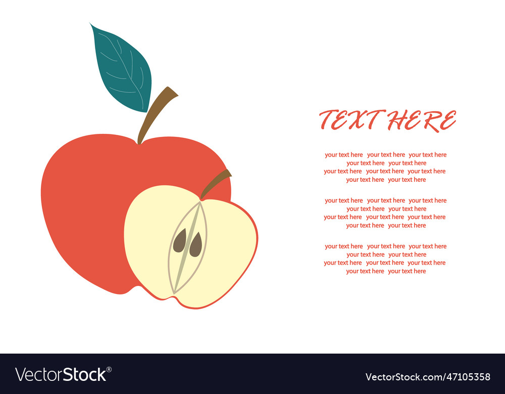 Delicious apple with a slice in a cut Royalty Free Vector