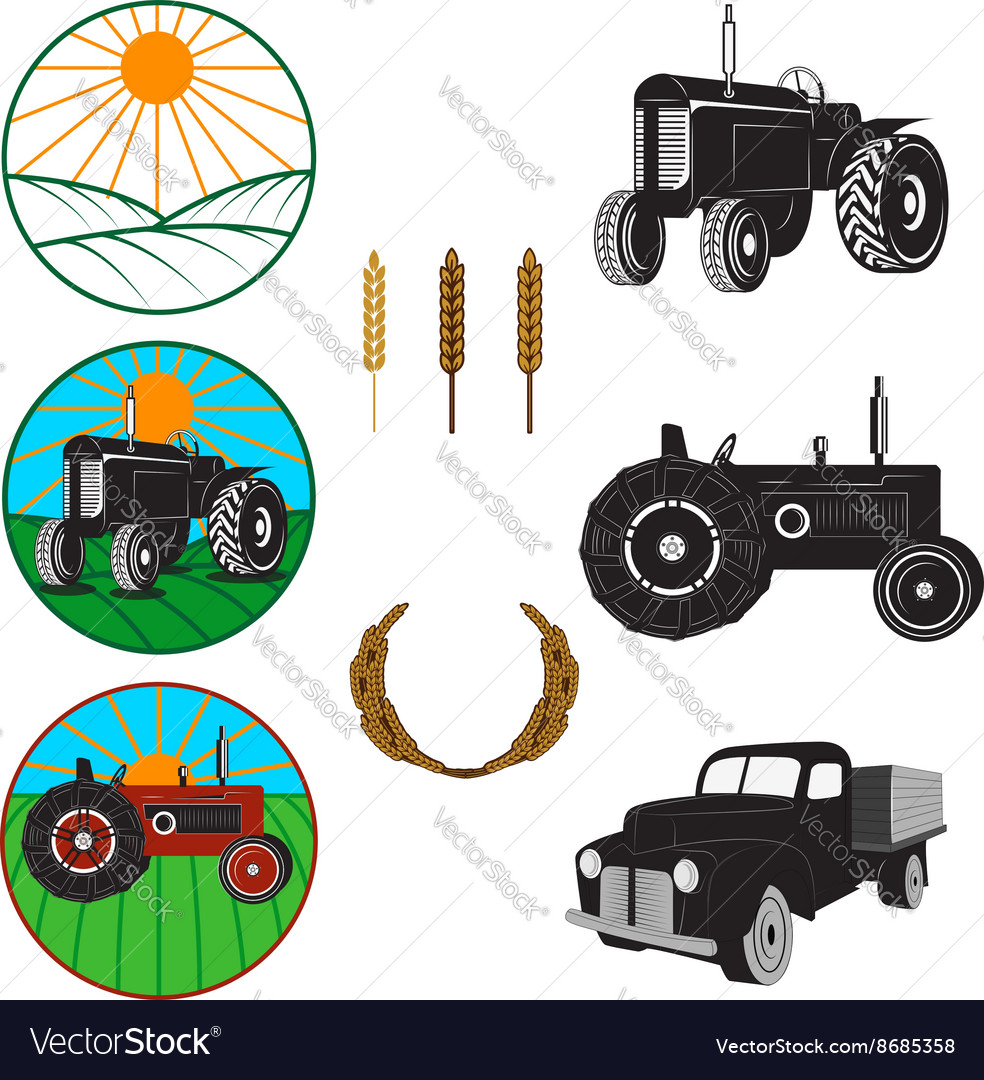 Farm fresh labels Tractors Royalty Free Vector Image