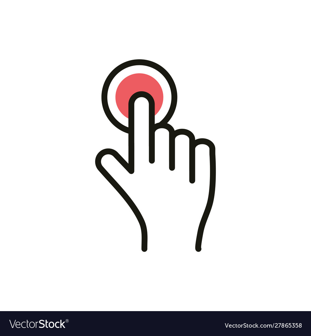 Hand clicking button social media icon line Vector Image