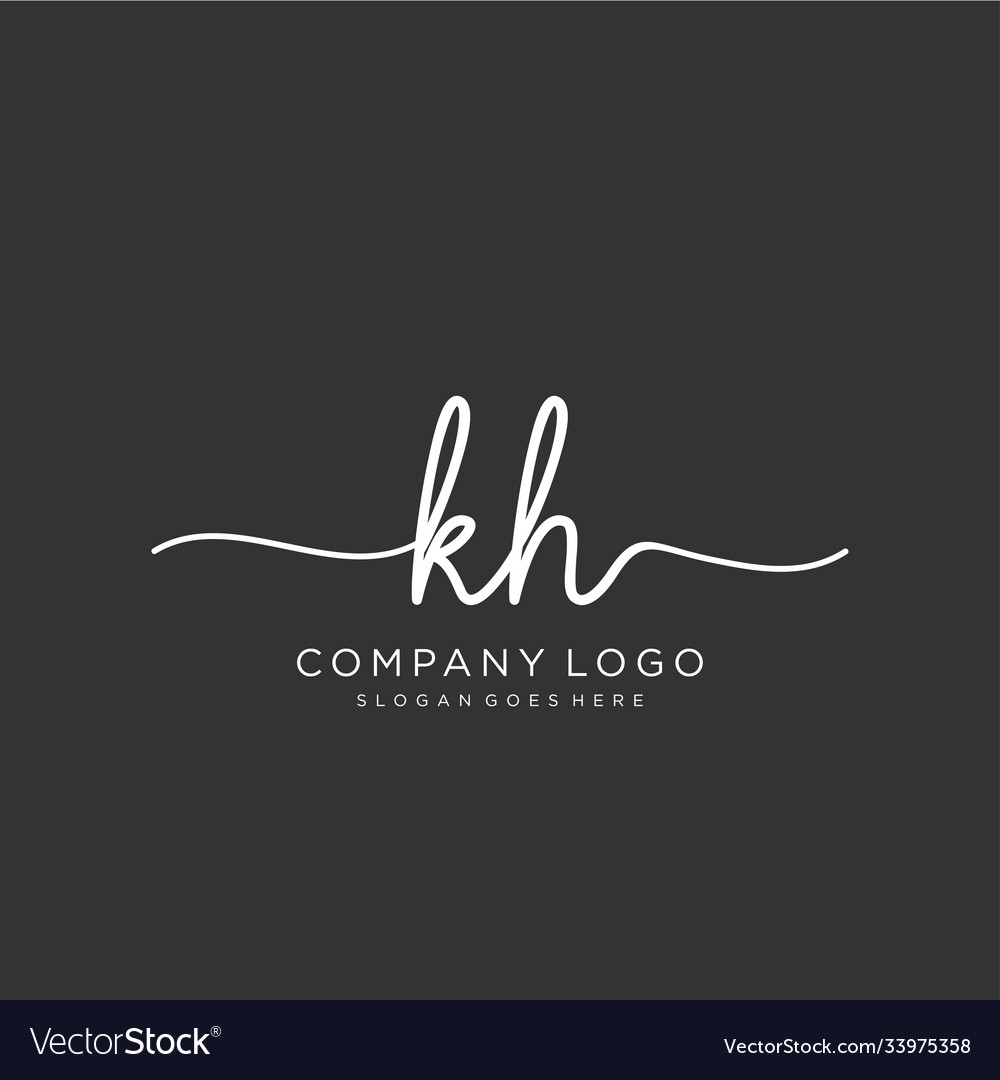 Initial kh handwriting logo with circle template Vector Image