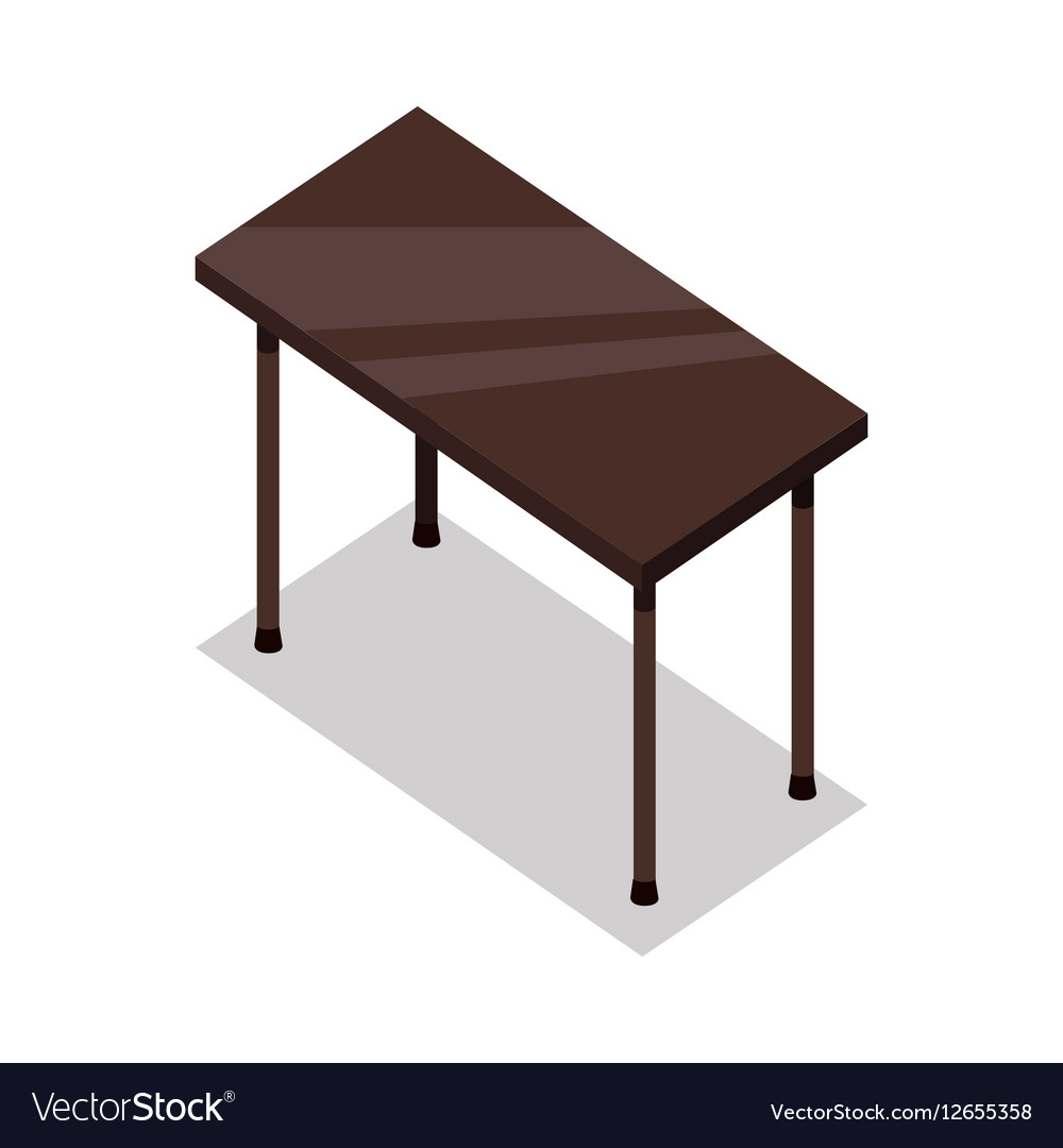 Isometric wooden table in flat