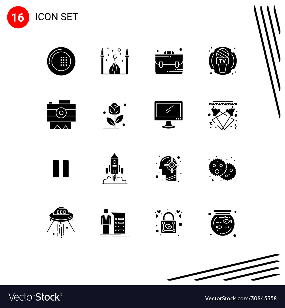 Pack 16 modern solid glyphs signs and symbols