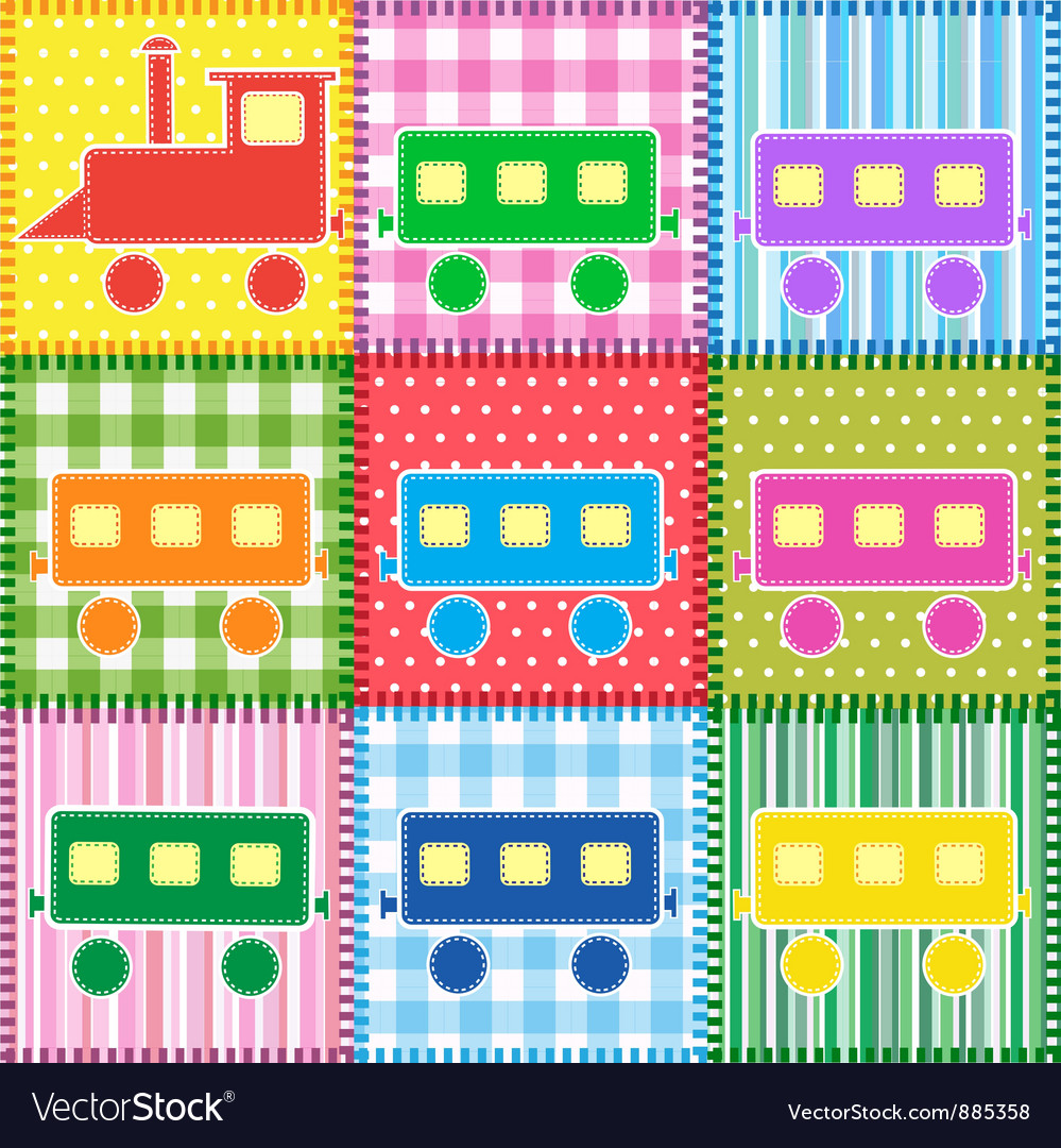 Patchwork with colorful train Royalty Free Vector Image