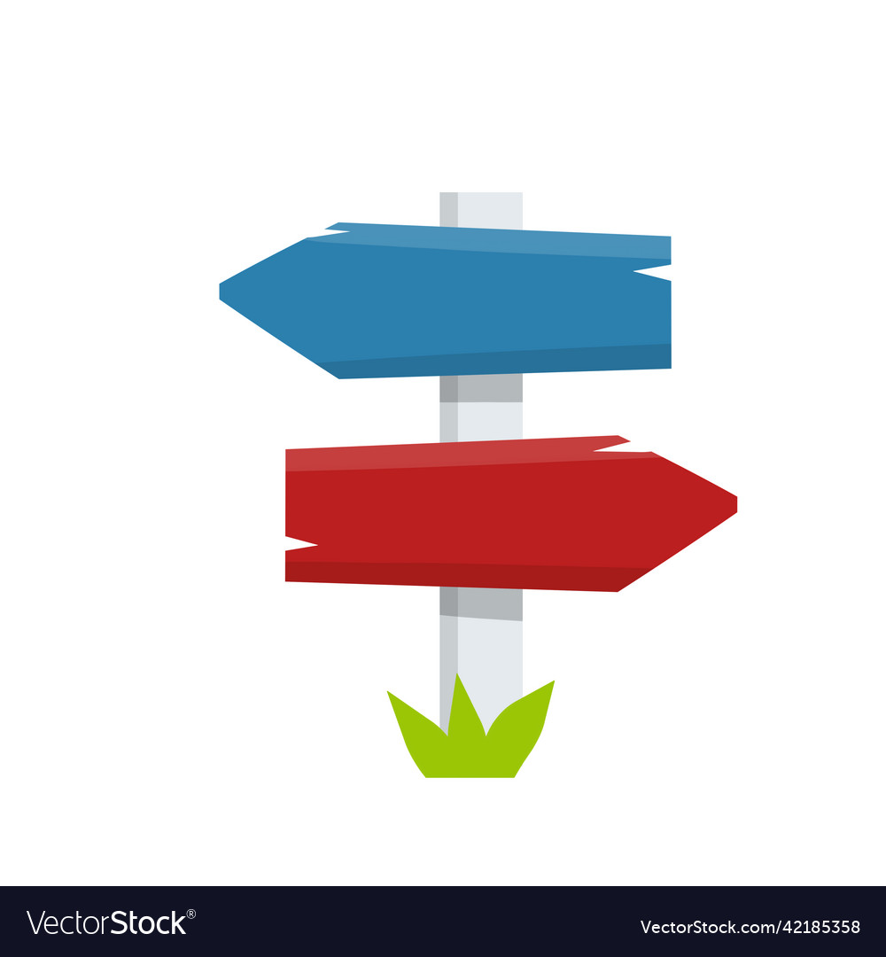 Path pointer with red and blue plate vector image Path pointer with red and blue plate