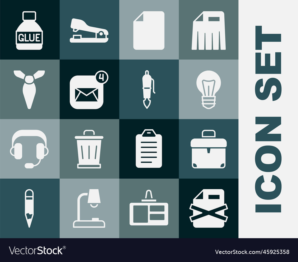 Set delete file document briefcase light bulb vector image Set delete file document briefcase light bulb