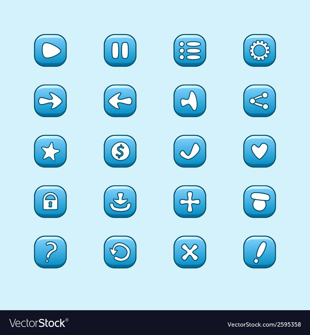Set of mobile blue elements for ui game design