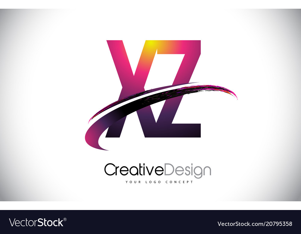 Xz x z purple letter logo with swoosh design