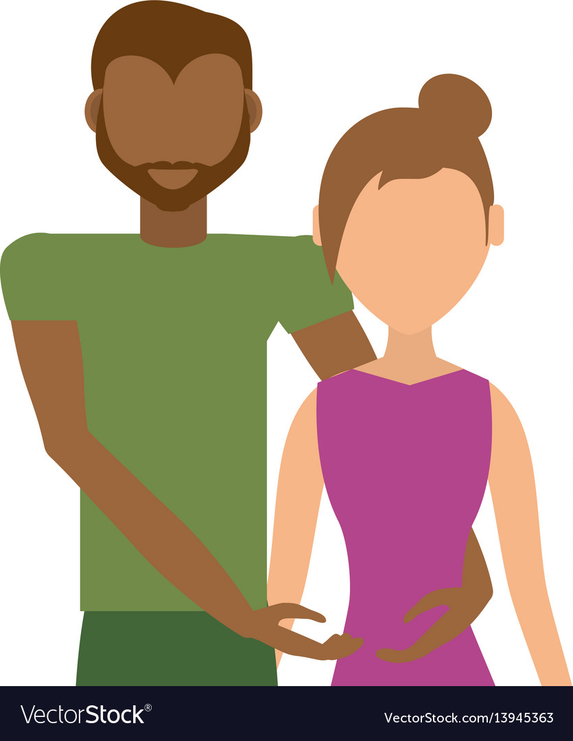 Couple romantic mixed - race together
