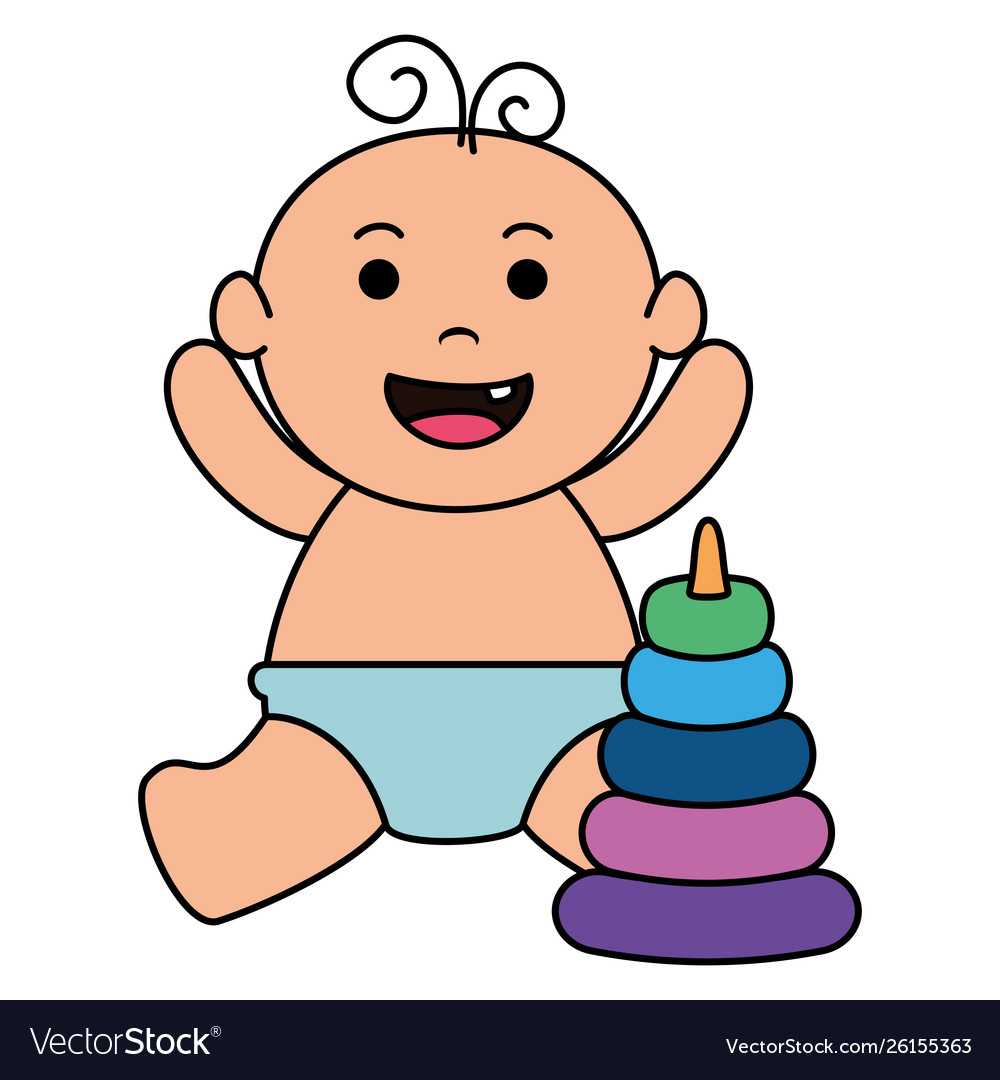 Cute little baby boy with pile rings Royalty Free Vector