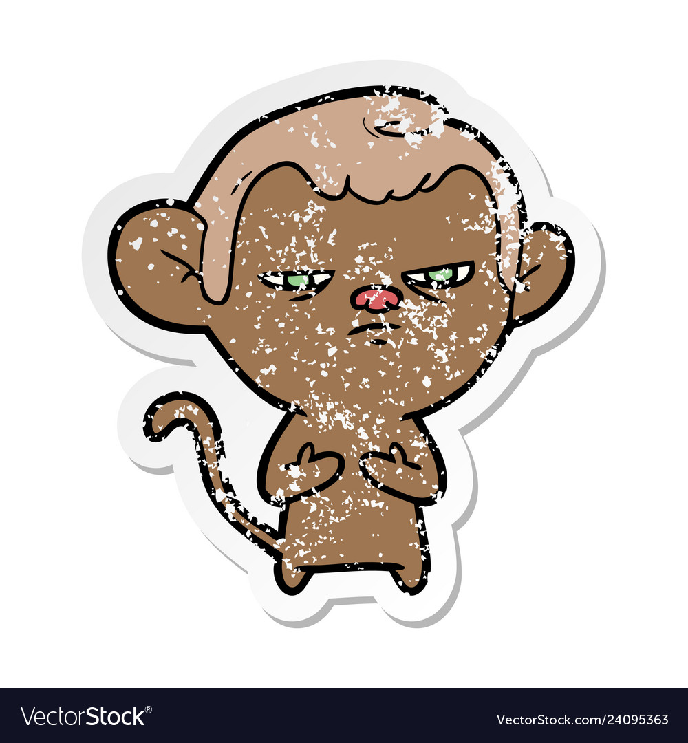 Distressed sticker of a cartoon monkey Royalty Free Vector