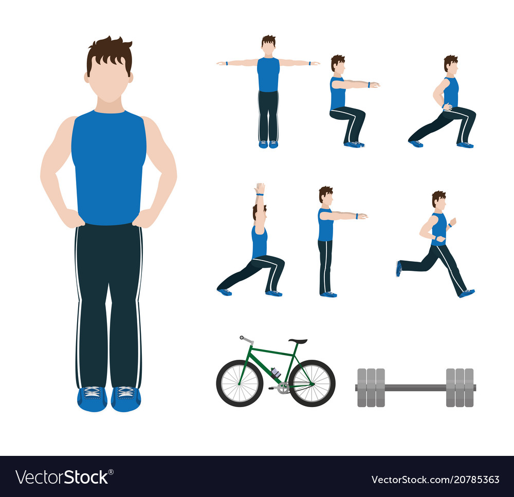 Set Sports Man Make Sport Exercise Royalty Free Vector Image