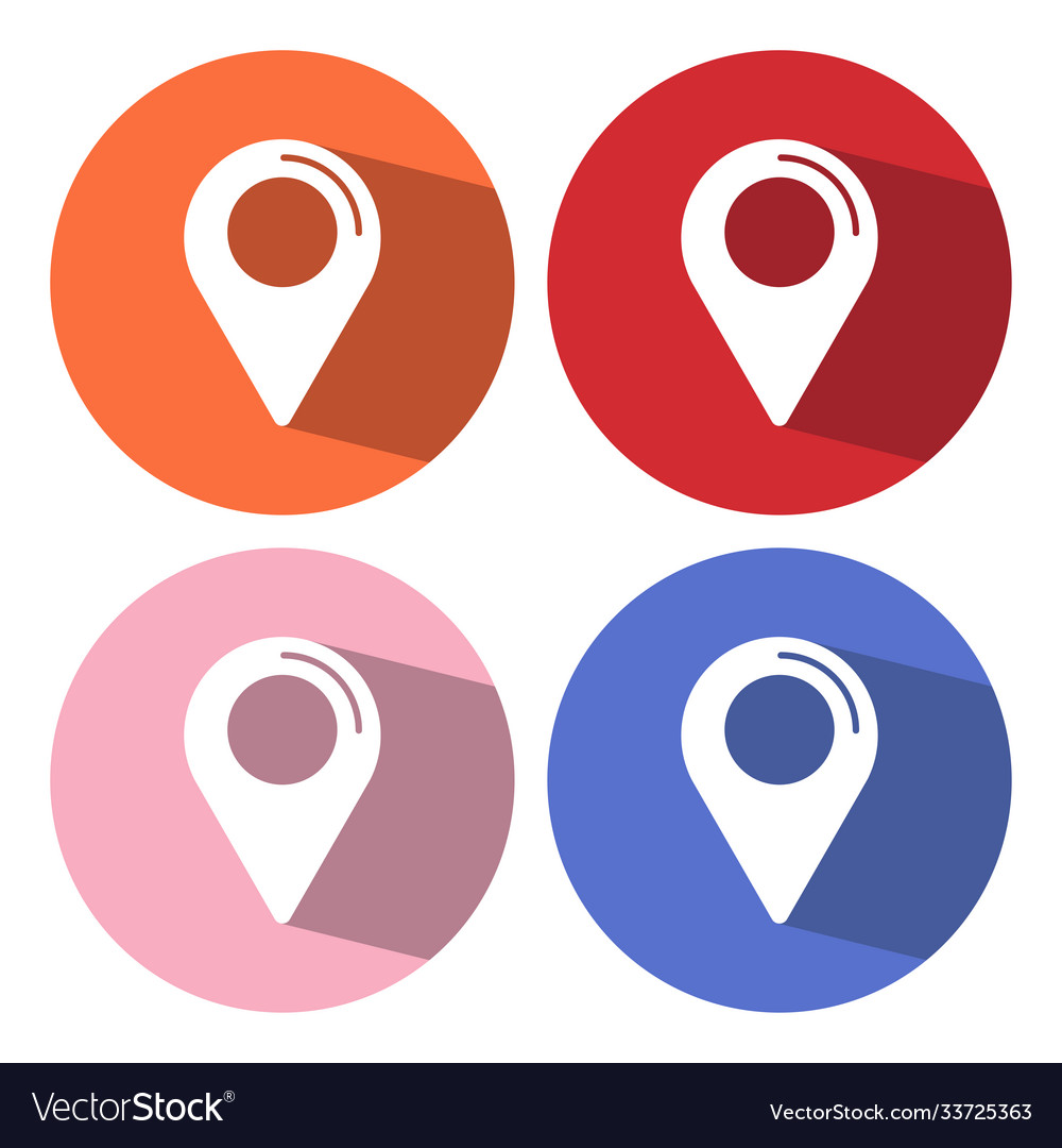 Flat design map marker icon with long shadow 10